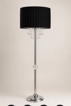 Chrome floor lamp with crystals