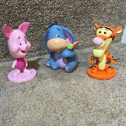 Disney Winnie the Pooh figure lot if 3 Piglet Tigger bobble heads & Eeyore baby
