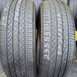 2 USED TIRES 235/55R19 BRIDGESTONE Turanza EL440  w/80% Thread  Both Installed and Balanced $120 ($60 each) 