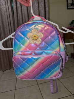 Girls Rainbow Holographic Quilted Mini Backpack