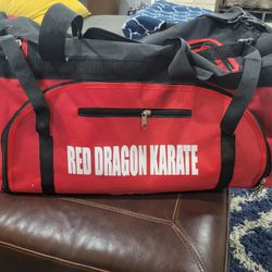 Red Dragon Karate Gi, Sparring Gear, And Bag