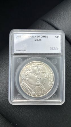 2015 March of Dimes Silver Dollar MS-70 SEGS
