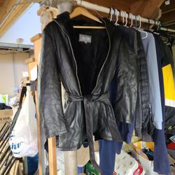 Wilson's Black Leather LARGE leather Coat