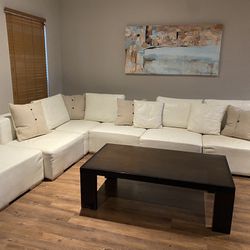 6 Piece Sectional White Leather Couch