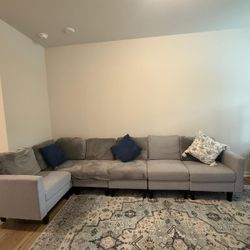 Modern Light Gray L Shaped Sectional With Covers