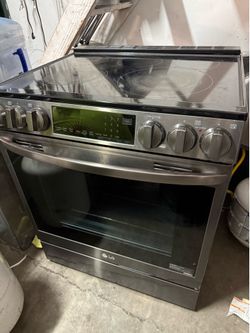 Lg electric black stainless slide in range
