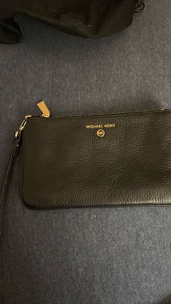 Michael Kors Black Leather Wristlet Clutch