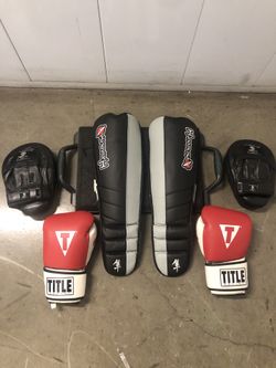 Complete Muay Thai / MMA Gear Package - Gloves, Shin Guards, Focus Mitts, & Gear Bag