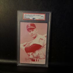 1980 HALL OF FAME EXHIBITS RED MICKEY MANTLE HOF TAN BACK PSA 8