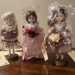 Lot Of 3 Vintage Bradley Porcelain Dolls