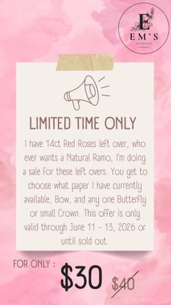 *Limited Time Only* 14ct Natural Red Roses for Sale only from June 11-13 (One Lucky Person)