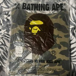 Authentic Bape Green Camo Shark Full Zip Up Hoodie