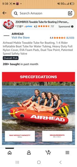 Airhead AHT2218GM Great Big Mable Inflatable Quadruple Rider Towable