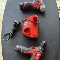 Milwaukee Small Drill + Impact Driver Set With Charger