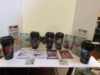 Anime Merch Bundle 14pc — Jujutsu Kaisen Tumblers + Keychain Lot, New