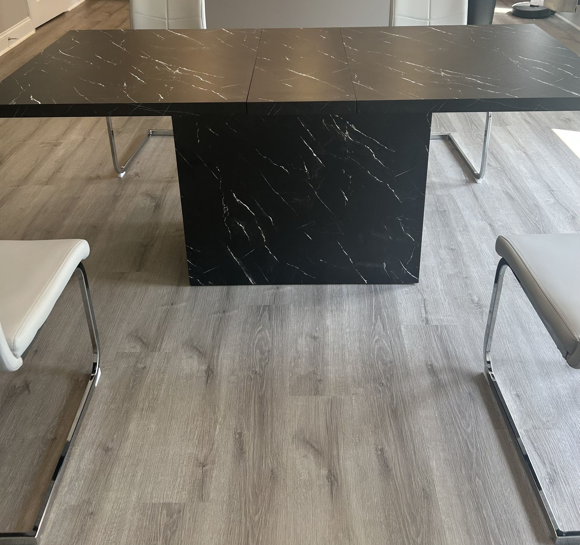 Black Modern Rectangle Faux Marble dinner table for 6-8 available