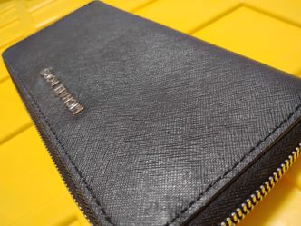 Michael kors black saffiano leather zip around continental wallet