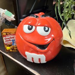 Red MnM candy jar with lid
