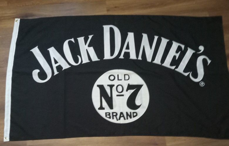 Vintage 3 X 5 Wall Hanging Old No.7 Jack Daniels Horizontal Black Flag Banner