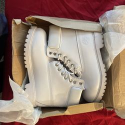 All White Timberland Boots 