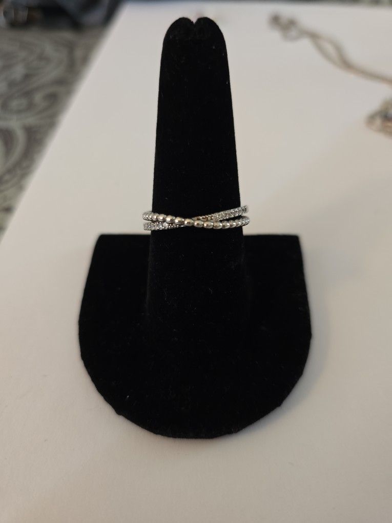 Vintage Sterling Silver 925 Crystal Ring SZ 9