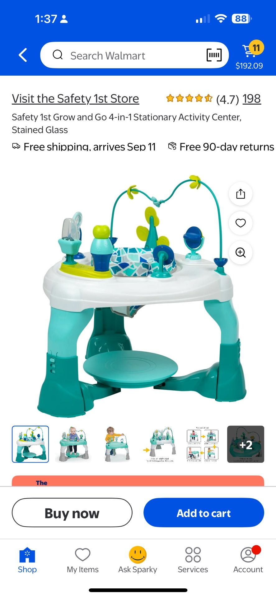Safety 1st Grow and Go 4 in 1 Stationary Activity Center-Stained Glass Pattern