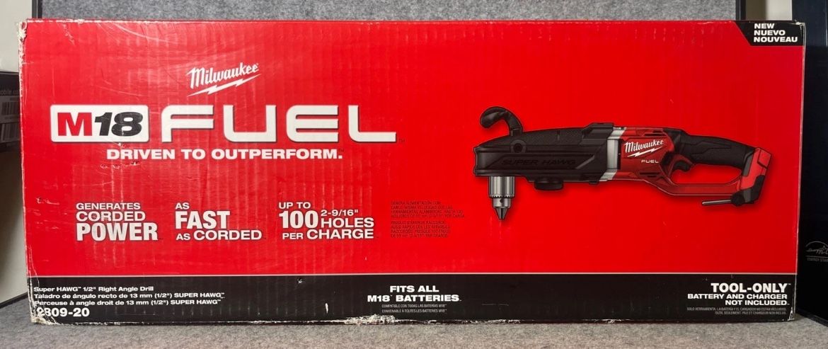 M18 FUEL 18V Lithium-Ion Brushless Cordless GEN 2 SUPER HAWG 1/2 in. Right Angle Drill (Tool-Only)