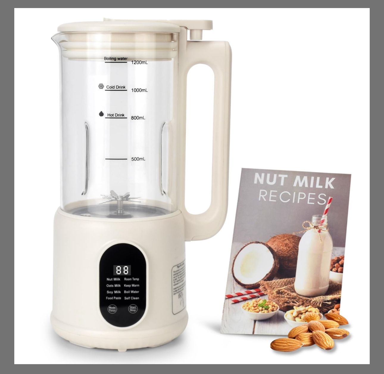 8 in 1 Automatic Nut Milk Maker, 41oz Homemade Soybean Milk, Almond Milk, Oat