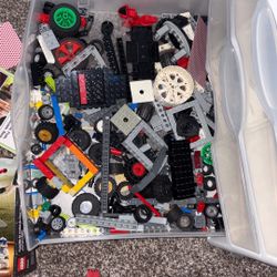 Lego Whole Bin Of Wheels And Technic Pieces 