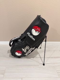 Malbon Golf Stand Bag 5-Way Club Bag, Black Carbon Texture ( RARE ! )
