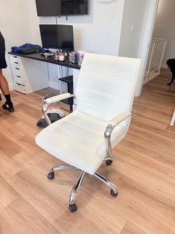 Faux leather white office chair