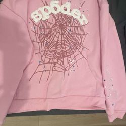 Sp5der Light Pink Hoodie Large