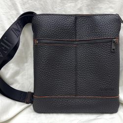 ARMANI JEANS MESSENGER BAG, LEATHER, BLACK