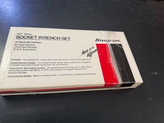 Snap-on 210AFSP (or 210AFSMP variant) 3/8-inch drive socket wrench set packaged in a red, white, and black branded box.
