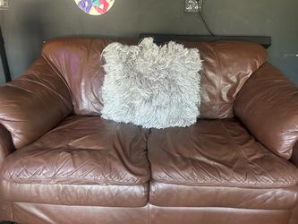 Brown leather couch