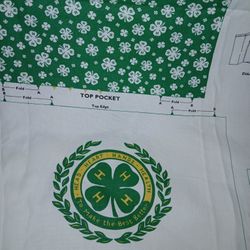 Vintage 4-H Club Locker Caddy Fabric Panel. Easy Sew Uncut Duck Cloth. Two Panels Available.