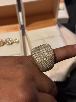 Gold-Tone Iced Out Pave Ring