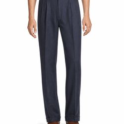 Roundtree & Yorke Pleated Dress Pant 38x30 Navy TravelSMART Classic Comfort Fit