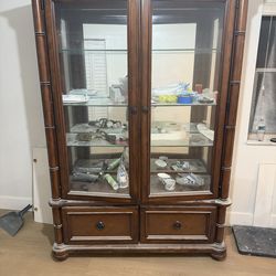 Wood vintage display cabinet