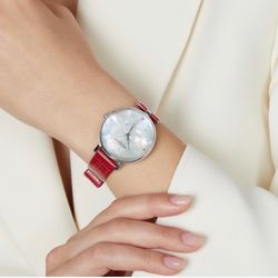 The Bolvaint Vainui Mother-of-Pearl Ladies' Watch - Silver & Garnet Red
