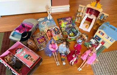 Lot of Toys, Books, Dolls, Barbie Car