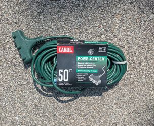 50' heavy duty extension cord with ability to plug in 3 cords