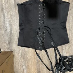 Black Self Lace Corset