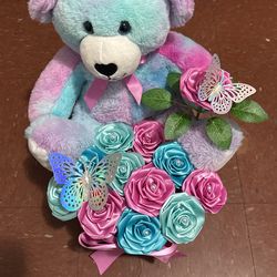 Arreglo De Flores Eternas Con Oso