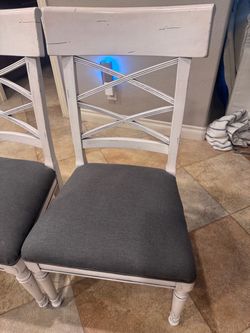 Reupholstered comfy dining chairs