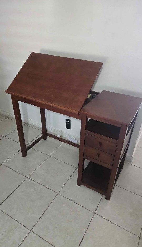 MCM Mid Century Modern Style Tall Brown Wood Desk