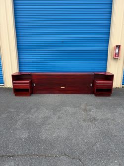 Mid Century Modern Rosewood Kingsize Headboard With Nightstands By Mobican
