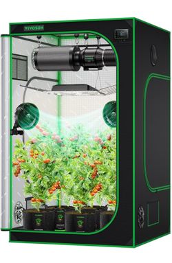 4x4 Grow Tent, 48"x48"x80" High Reflective Mylar Grow Tents with Observation Window and Floor Tray for Hydroponics Indoor Plant Tents for VS4000/VSF43