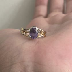 Alexandrite engagement ring with branchs