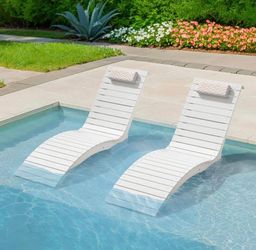 2X White HDPS shallow water pool lounge chair
